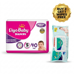 Vigo Baby Diaper - Size S (small) 3-6 kg pack of 40 Buy 2 get 1 wipes free