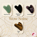 Gua sha stones (Amethyst, Tiger, Obsidian, Aventurine, Rose)