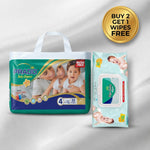 Prado Baby Diapers Size 4 (Large 9–14 kg) – Pack of 32 Buy 2 get 1 wipes free